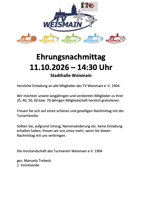 Einladung zum Ehrungsnachmittag